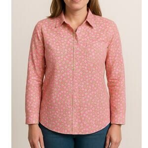 Vintage White Label Lilly Pulitzer XL Pink Pineapple Floral Button Down Shirt